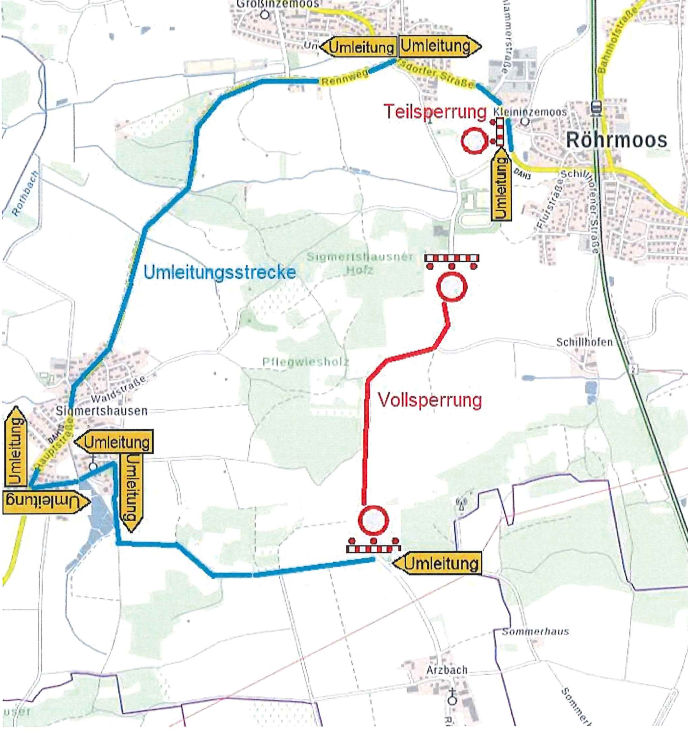 Straßensperrung Dez 2022 Arzbach - Röhrmoos