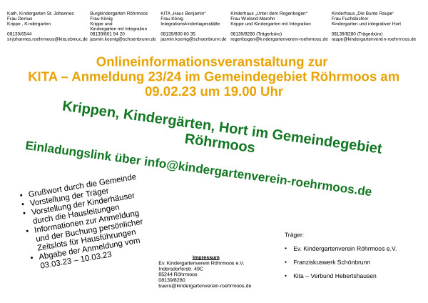 Plakat: Kita-Anmeldung 2023/2024