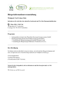 Bürgerinformationsveranstaltung: Windpark Vierkirchner Holz