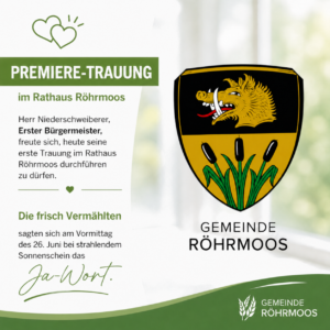 Premiere-Trauung für den Ersten Bürgermeister Georg Niederschweiberer am 26. Juni 2026